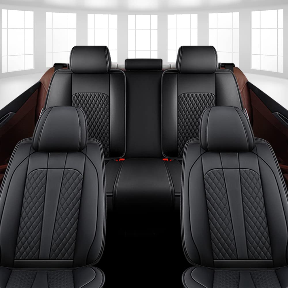 Premium Black Car Seat Covers Full Set for BMW 535i (2008-2016) - 5-Piece Airbag Compatible Leather Seat Protectors for Comfort & Style - Perfect for Daily Commute, Road Trips & Car Interior Protection