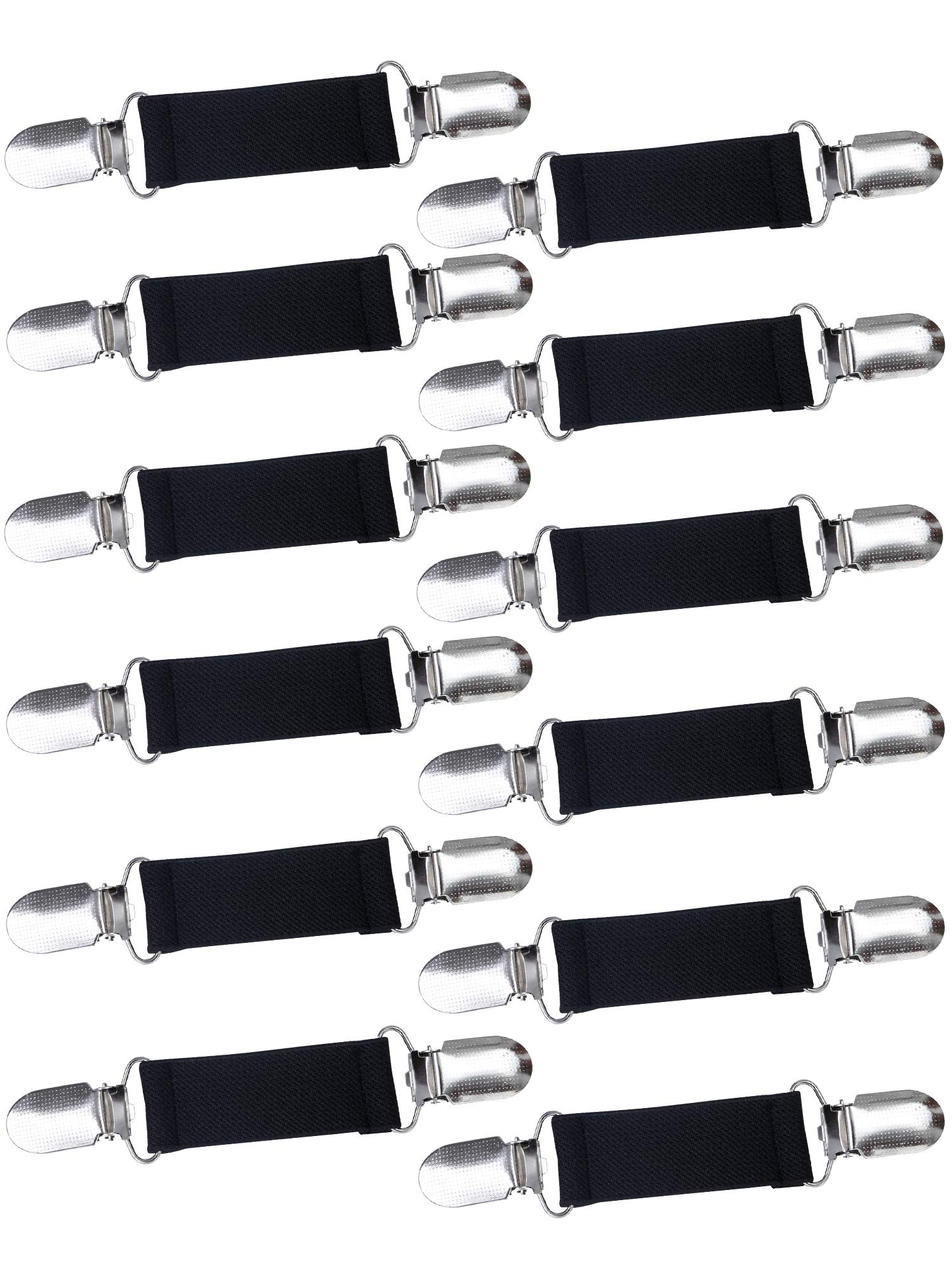 Fashion Fit Dress Clips 12pcs - Stainless Steel Elastic Glove Clips for Laundry & Sports
