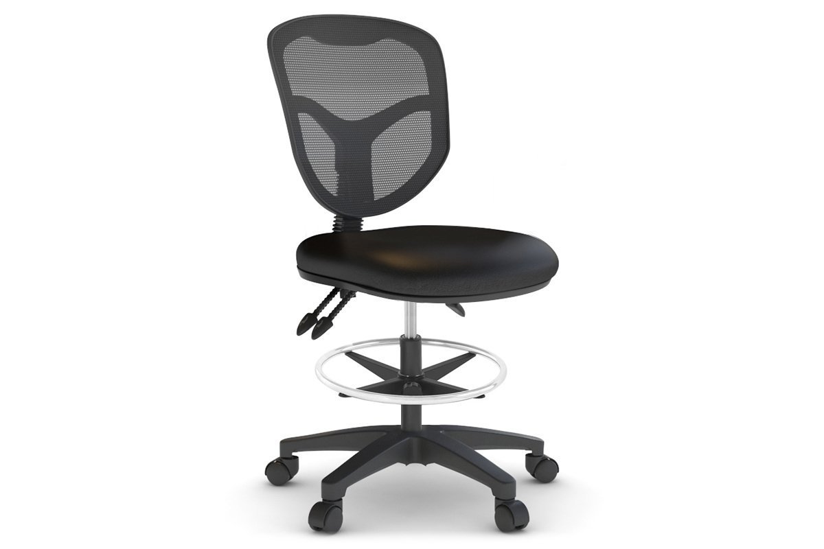 Ergonomic Drafting Chair with Synthetic Leather Seat - Adjustable Height & Lumbar Support for Architects, Artists & Office Workers - Perfect for Drawing, Drafting & Long Work Sessions