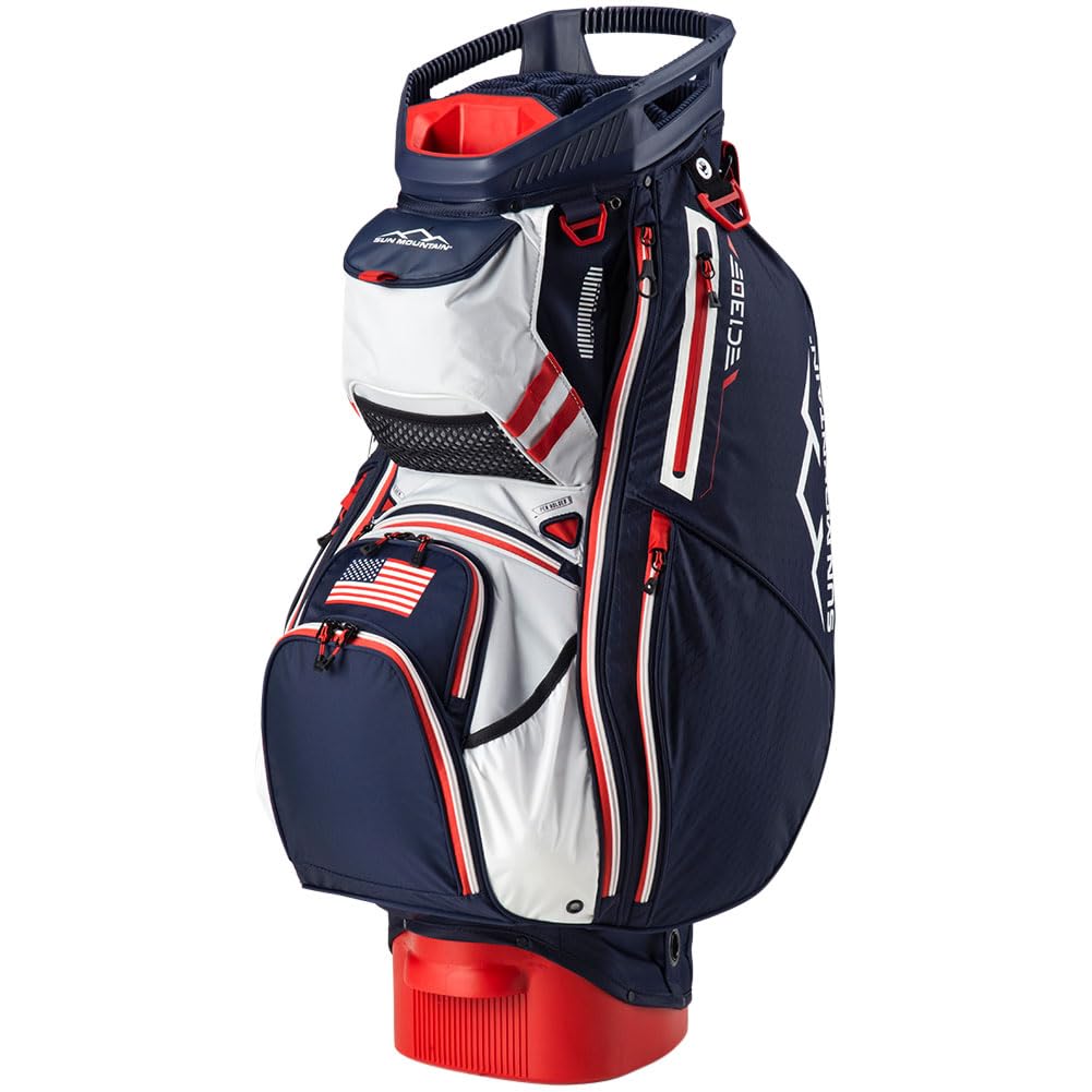 Sun Mountain 2024 C-130 Golf Cart Bag - Lightweight Durable Golf Stand Bag with 14-Way Divider, Cooler Pocket & Rain Hood - Perfect for Golf Tournaments & Weekend Golfing