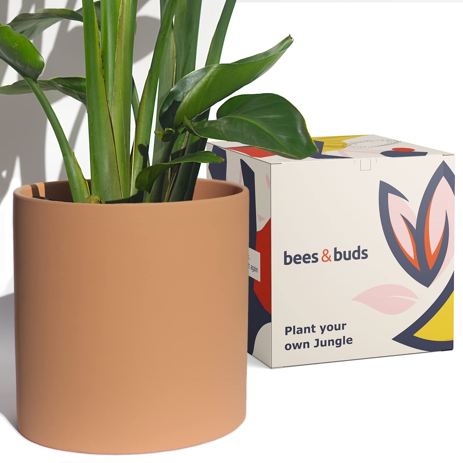 Bees & Buds 10 Inch Large Terracotta Planter - Clay Plant Pot with Drainage Hole - Indoor Outdoor Flower Pots for Succulents, Herbs & Houseplants - Perfect for Patio, Garden & Home Decor