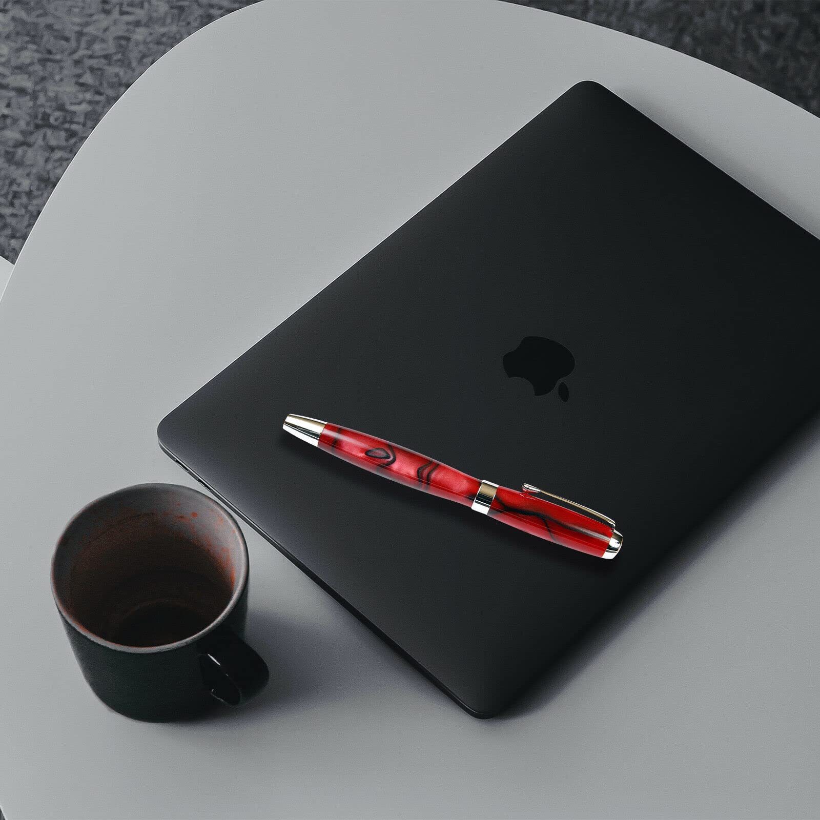 Premium Tuscany Rollerball Pen - Elegant Red & Black Marbleized Gloss Finish - Smooth Writing for Office, School & Gift Giving - Perfect for Business Professionals, Students & Special Occasions