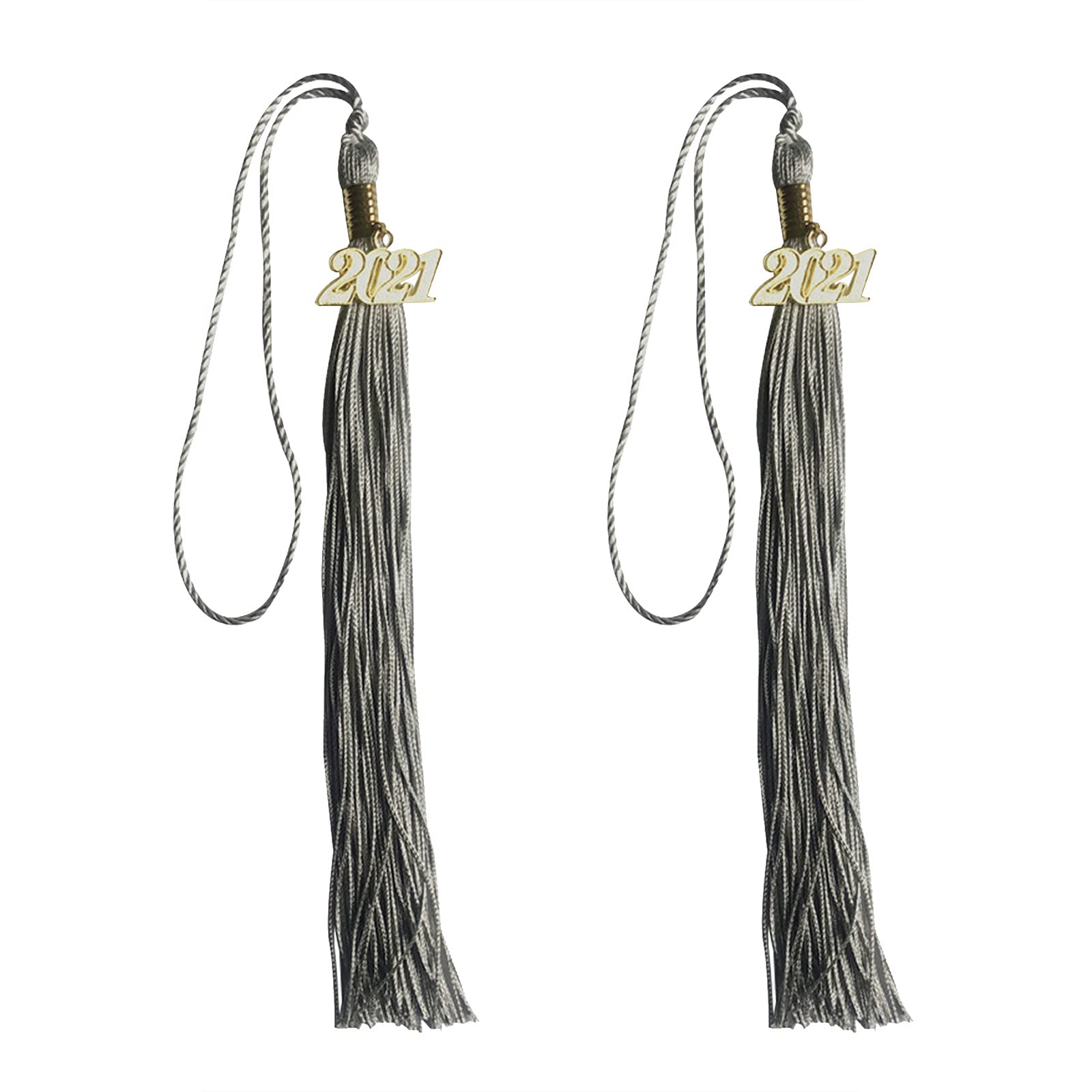 2021 Graduation Tassel with Gold Year Charm - 2 Pack Handmade Honor Tassels for Cap & Gown - Perfect for High School & College Graduation Ceremonies, Photo Shoots & Keepsakes