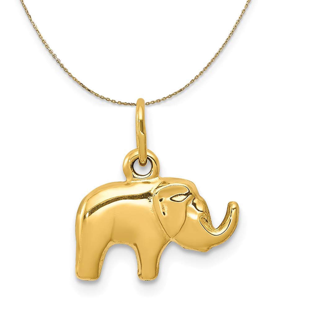 14K Yellow Gold Elephant Necklace - Elegant Gift for Women