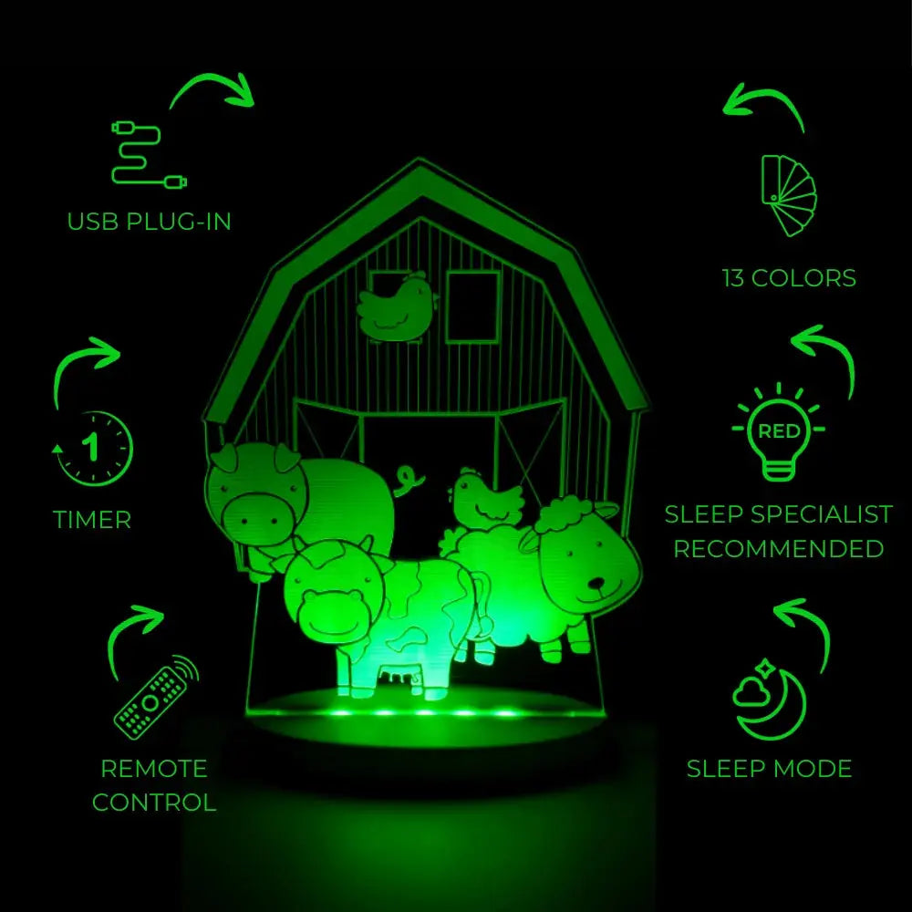 Duski Night Light for Kids - Farm Yard Animal Design, Soft Glow LED Nightlight for Nursery, Bedroom, and Kids Room - Perfect for Bedtime, Sleep Aid, and Soothing Nighttime Ambience