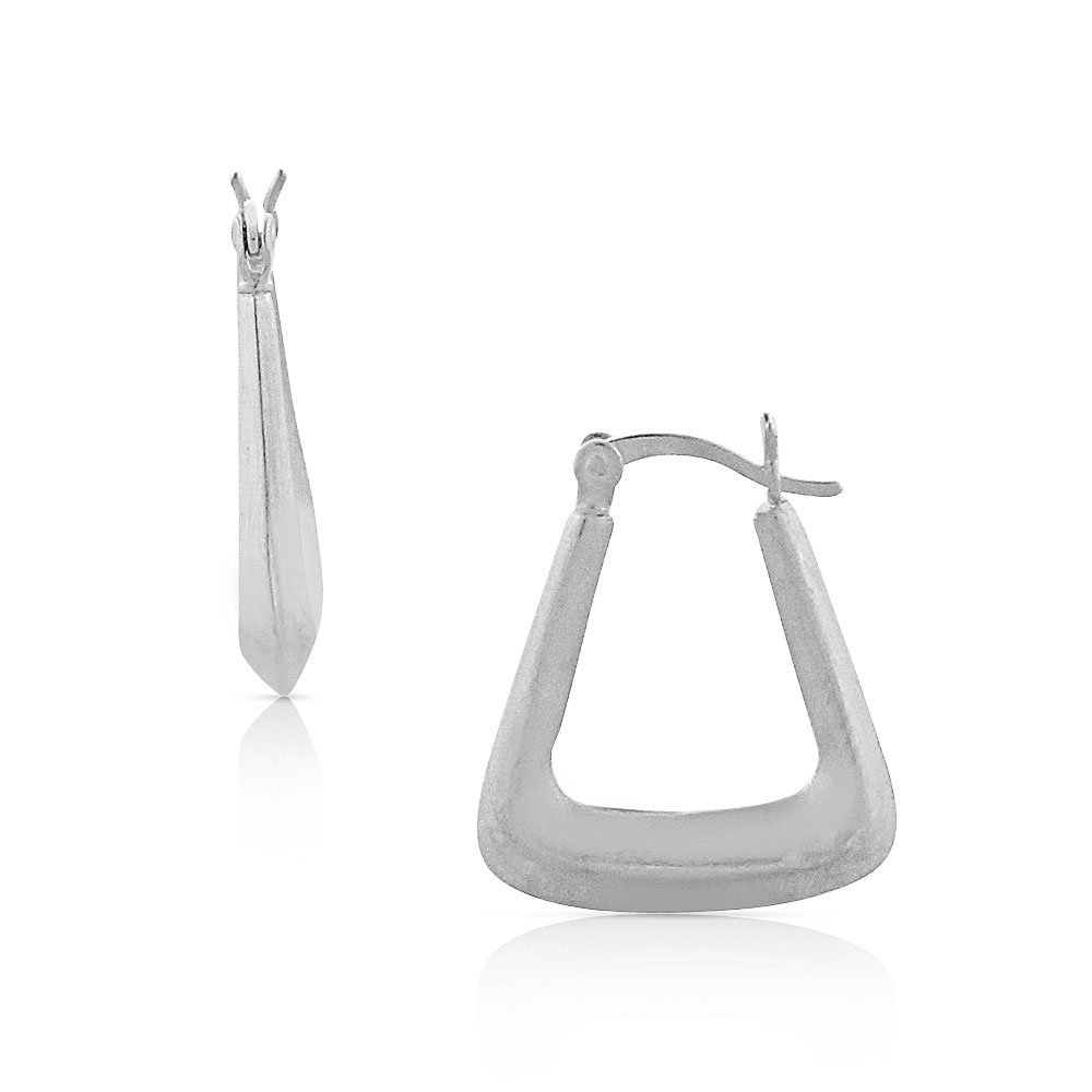 925 Sterling Silver Oval Matte Hoop Earrings for Women - 0.85