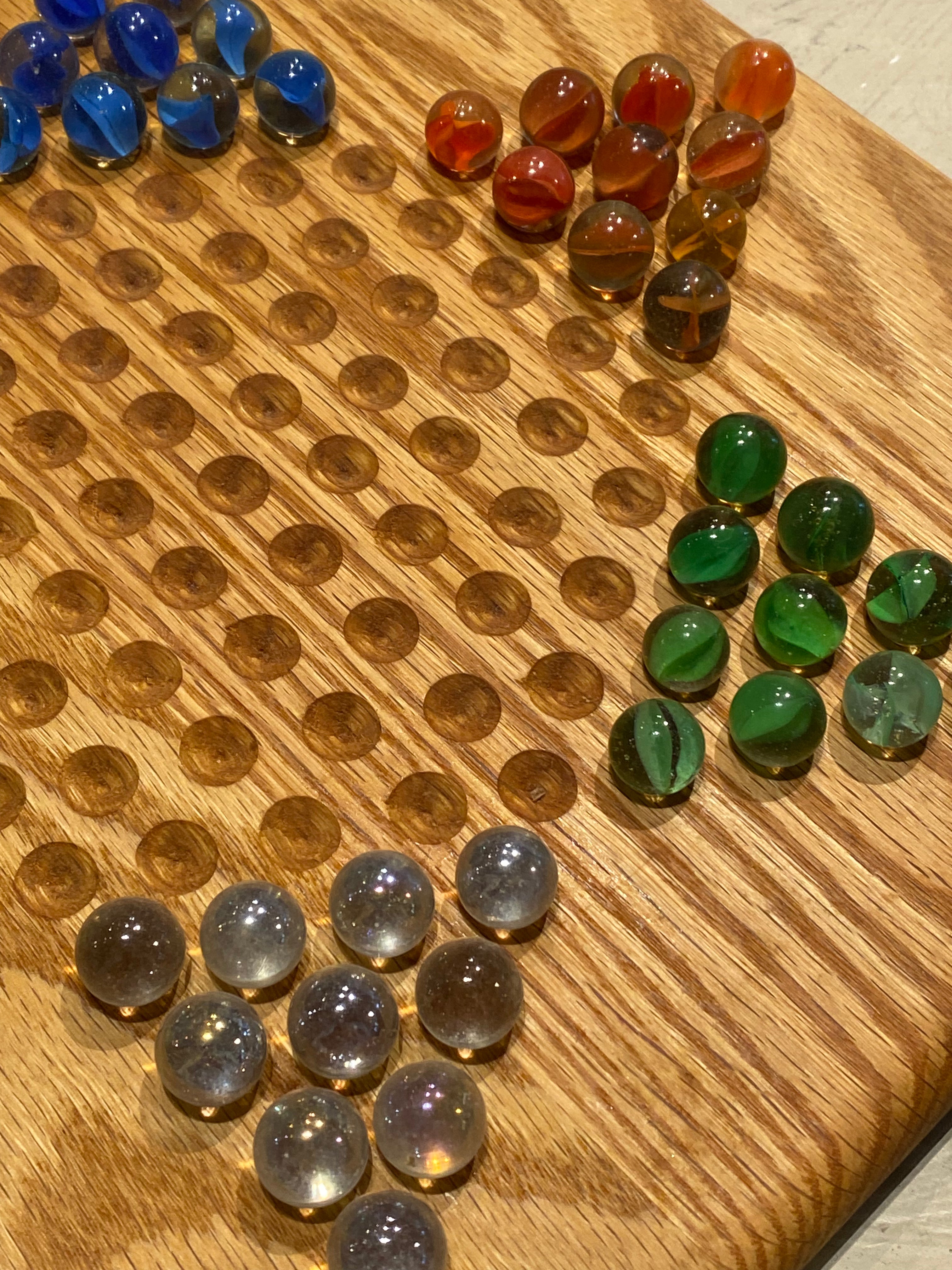 Premium Wooden Chinese Checkers Board Game Set with Colorful Glass Marbles - Classic Strategy Game for Family Fun & Kids Indoor Activities