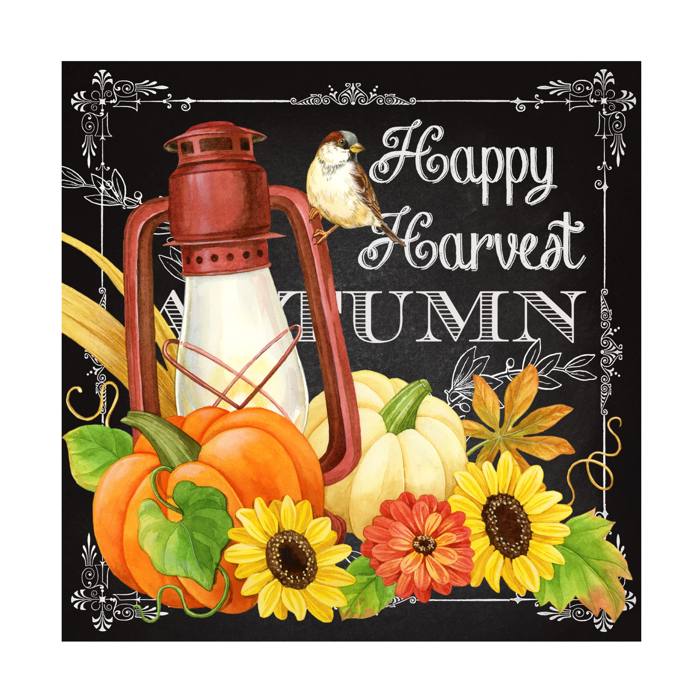 Trademark Fine Art 'Harvest Greetings IV' Canvas Wall Art by Jane Maday - Perfect for Fall Home Decor, Thanksgiving Gifts & Cozy Living Room Wall Art