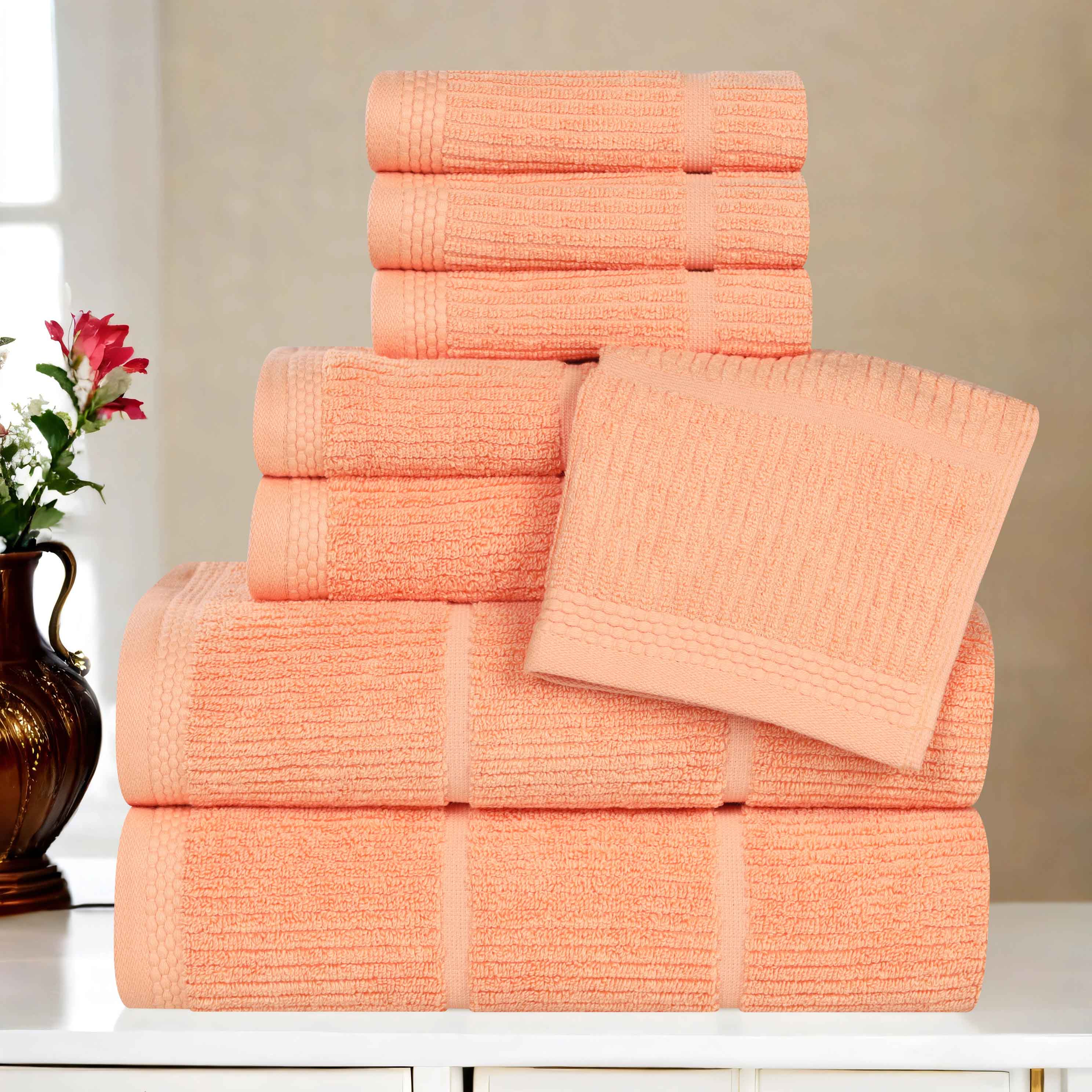 Milo Smart Twist Cotton 8-Piece Towel Set - Soft, Absorbent & Durable Bath Towels for Home, Gym, Spa & Travel - Ribbed Design for Enhanced Comfort