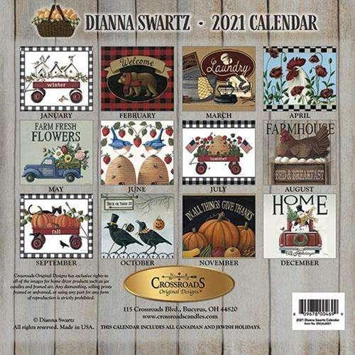 2021 Dianna Swartz Wall Calendar - Stylish Monthly Planner for Home & Office Decor - Perfect for Scheduling, Gift Giving & Organization