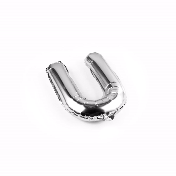 Balloonify Silver Mylar Letter U Balloon - 16 Inch Large Foil Alphabet Balloons for Birthday Party Decorations, Graduation, Baby Shower & Wedding Celebrations - 1 Count Box