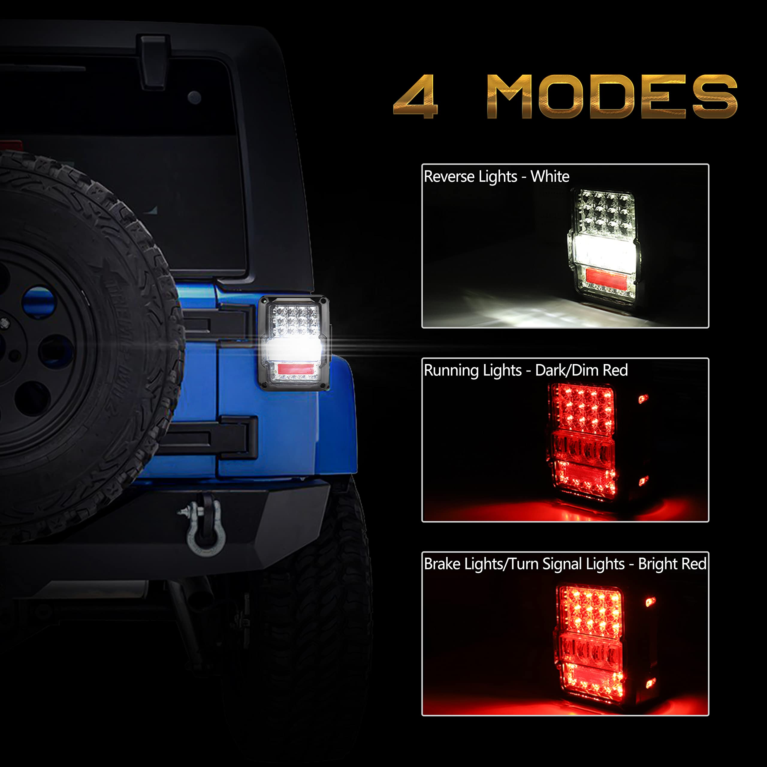 1 XGATML Fannuo JK LED Tail Lights - 4D Clear Lens Wrangler Taillights with Brake Light for Jeep Wrangler JK 2007-2018 - Upgrade Your Off-Road Vehicle Lighting for Night Driving & Adventure