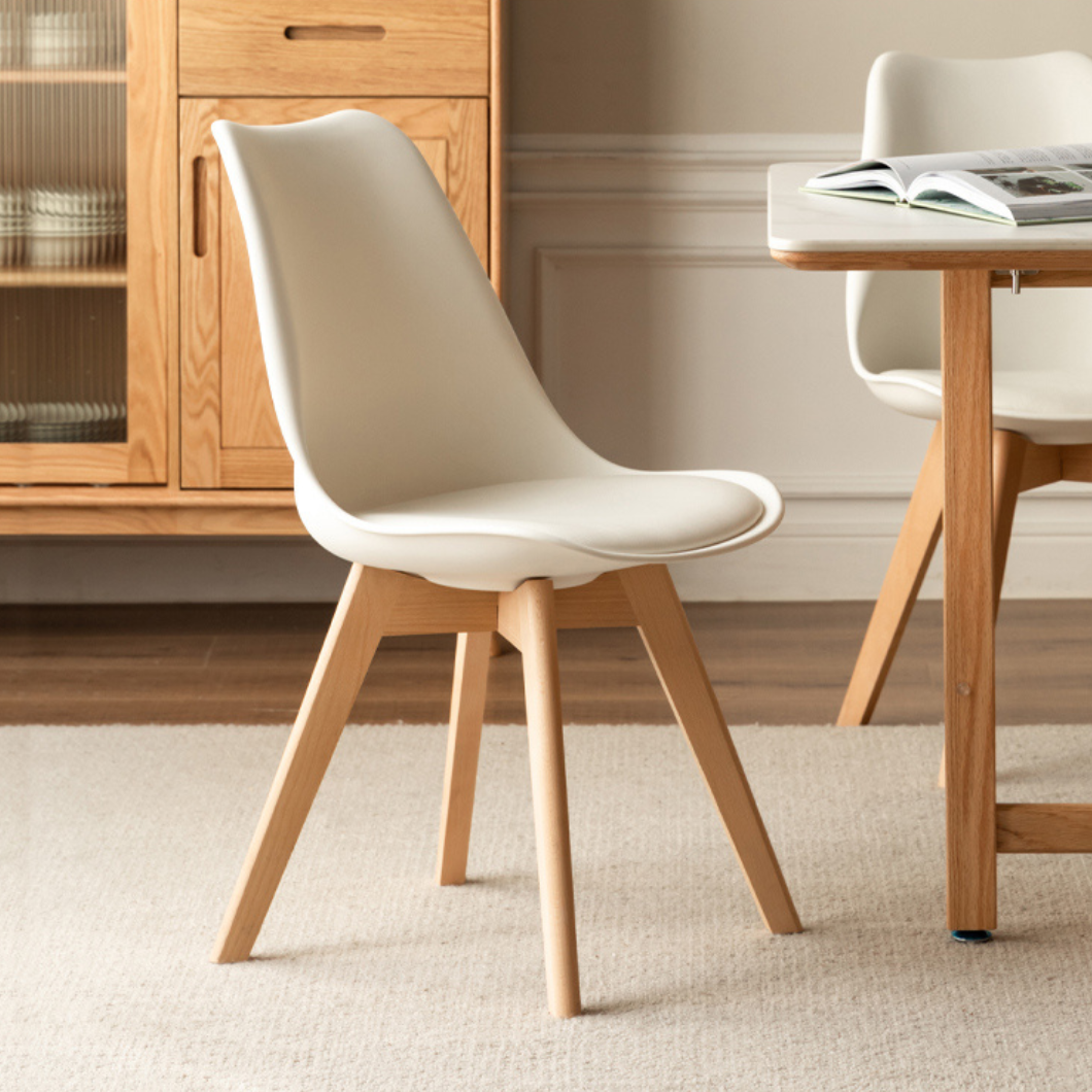 Premium Solid Wood Eames Dining Chairs Set of 4 - Beech & Oak Mid-Century Modern Style - Perfect for Dining Room, Kitchen, Office or Lounge Area