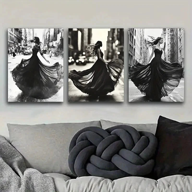 3pcs Modern Art Painting - Luxurious Metal Print Wall Decor - Ready to Hang Canvas Art for Living Room, Bedroom & Office Decor