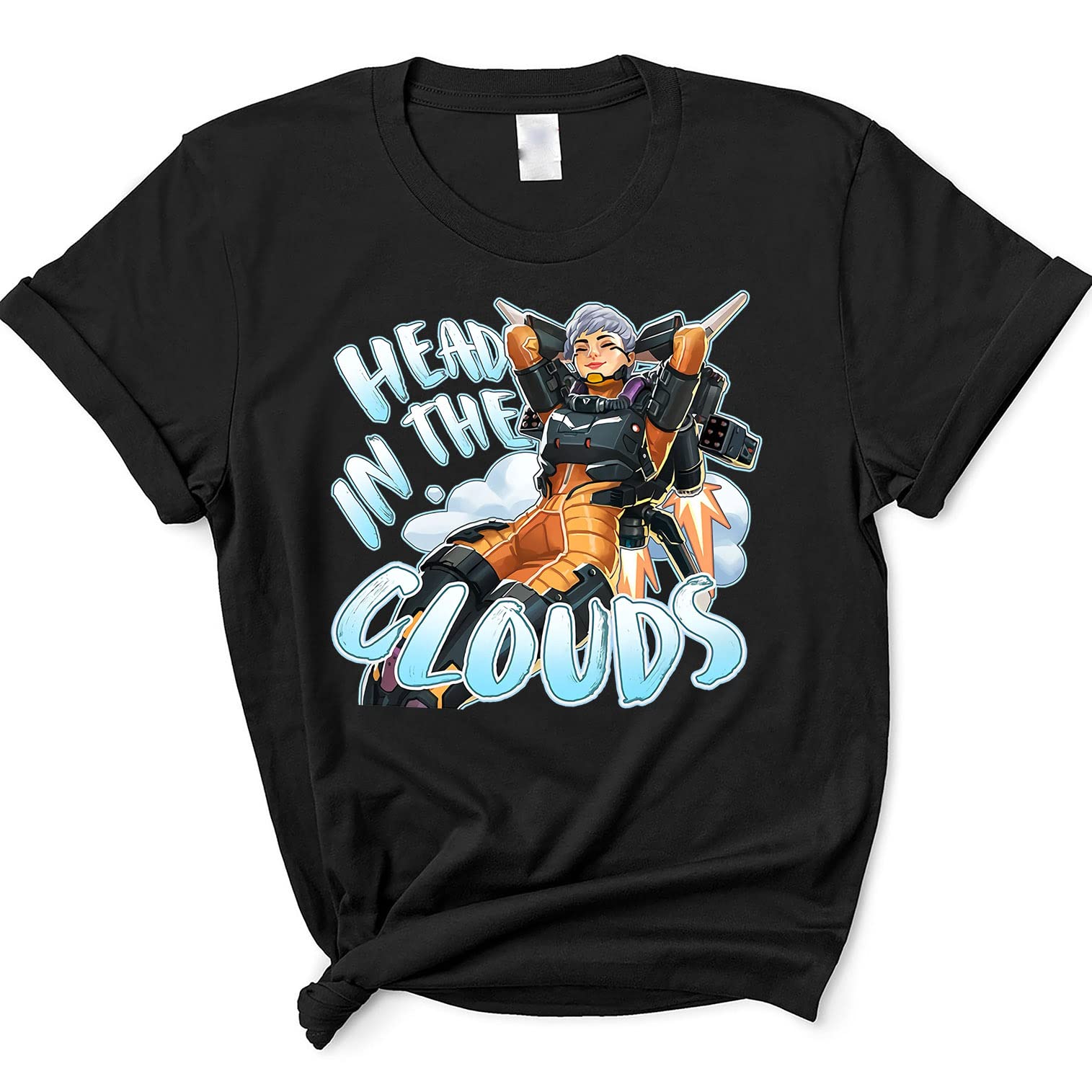Head In The Clouds T-Shirt | Holospray Valkyrie & Apex Legends Gaming Shirt | Multicolor Graphic Tee for Gamers & Fans | Casual Wear & Cosplay