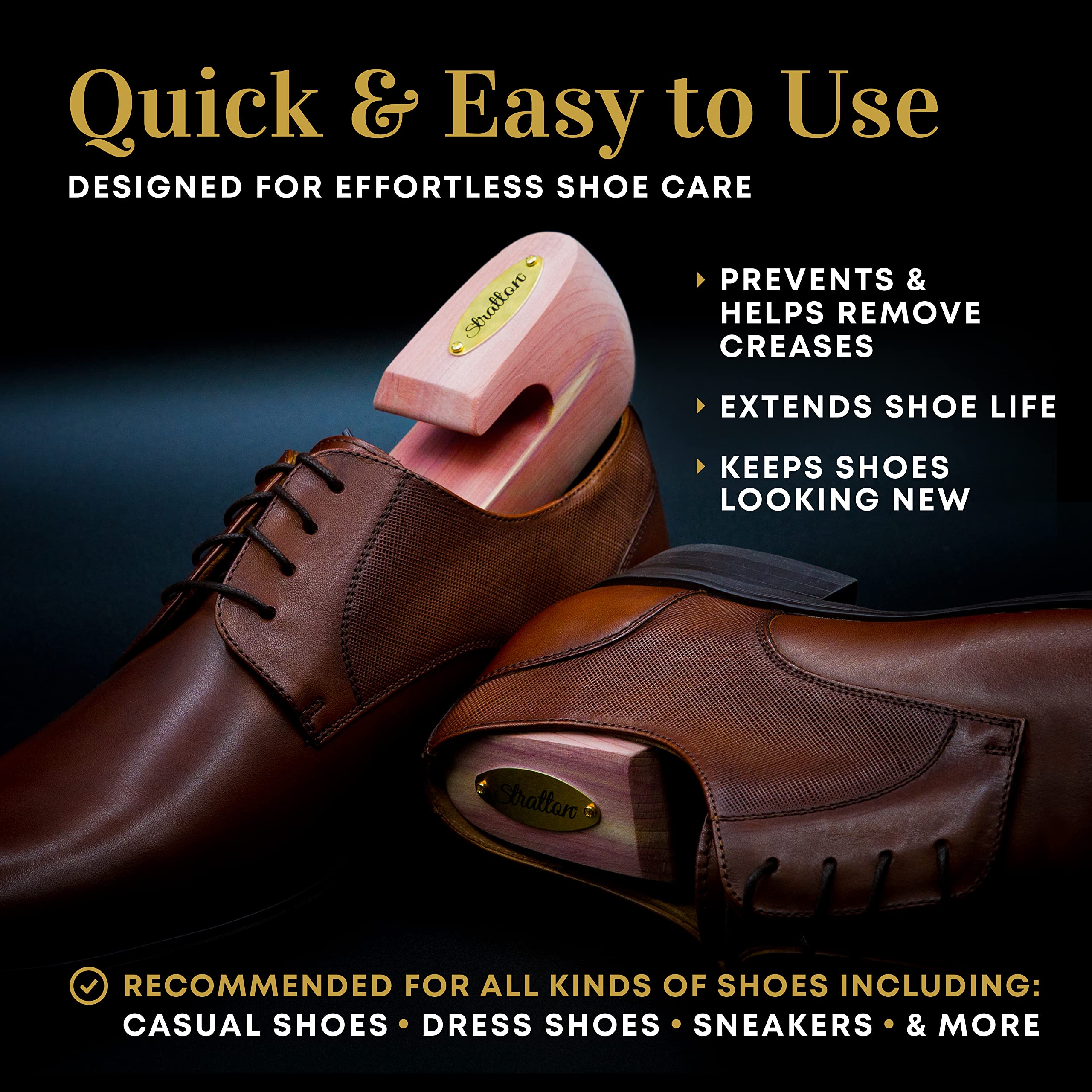 Stratton Cedar Shoe Tree for Men & Women - Natural Sneaker Shaper & Widener | Made in USA | Perfect for Dress Shoes, Boots & Sneaker Care