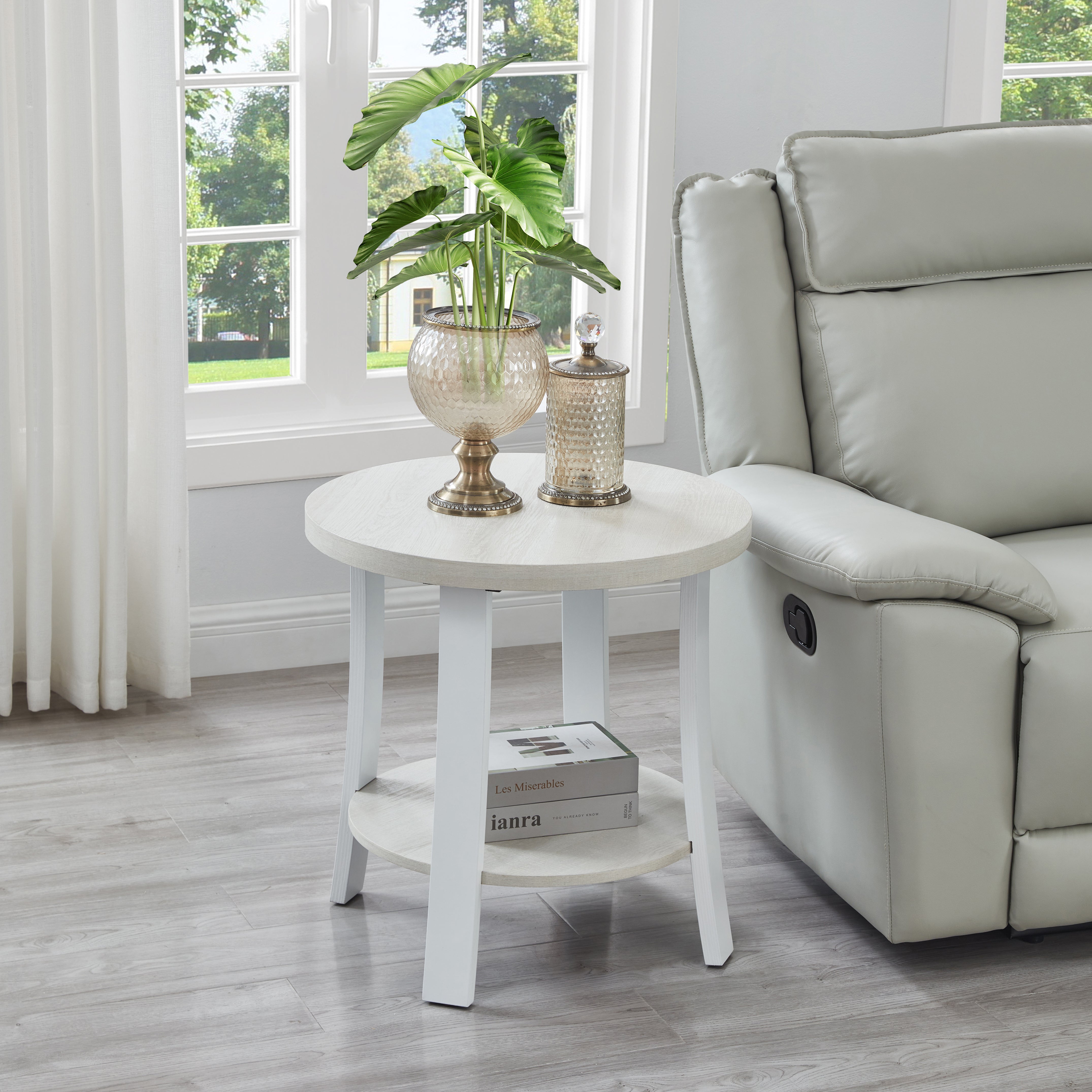 Roundhill Furniture Anze Contemporary Oval Wood Shelf 3-Piece Coffee Table Set - Modern Living Room Decor for Small Spaces & Apartments