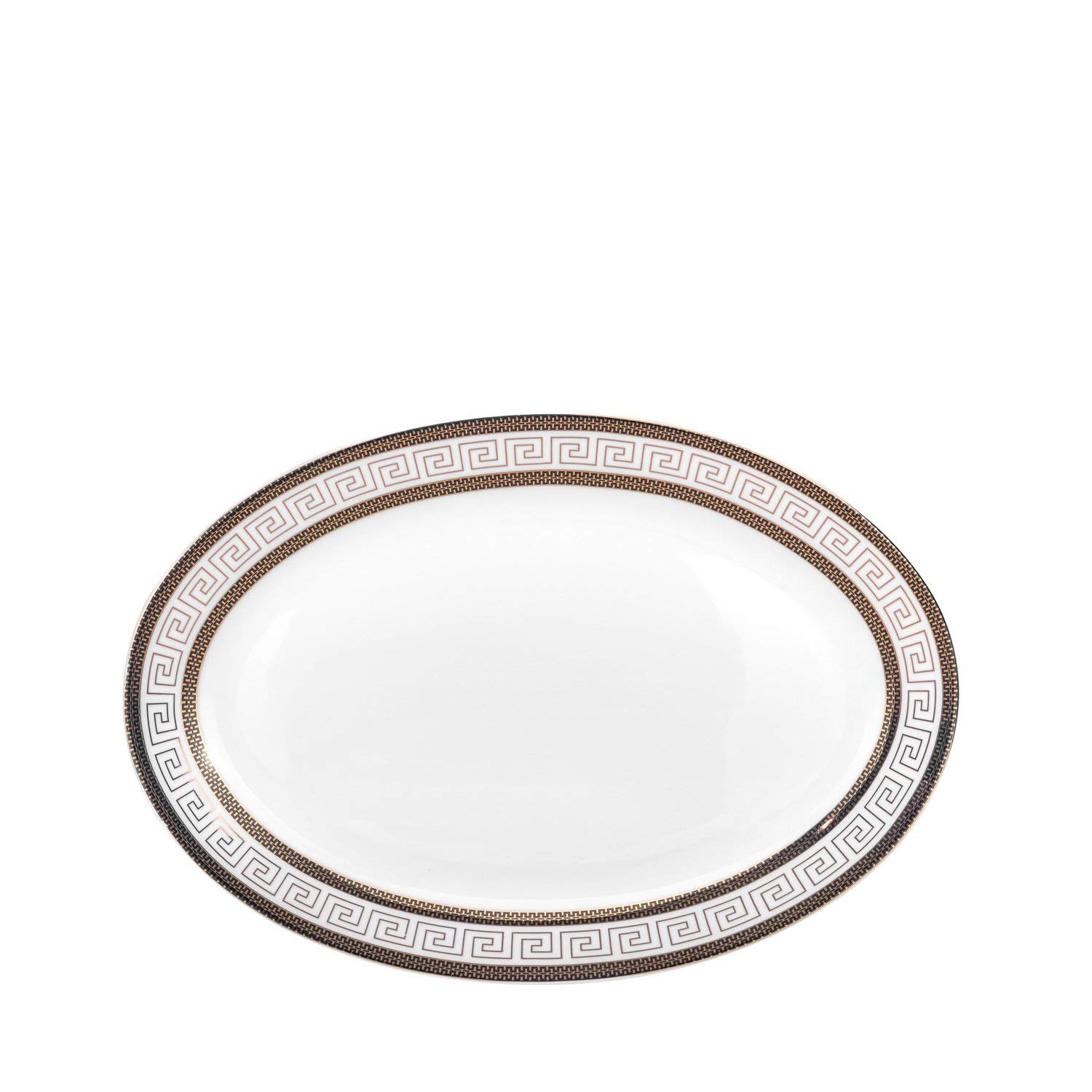57-Piece Luxury Banquet Dinnerware Set for 8 - Greek Key Dark Design Fine China Tableware Service - Perfect for Weddings, Dinner Parties & Formal Dining