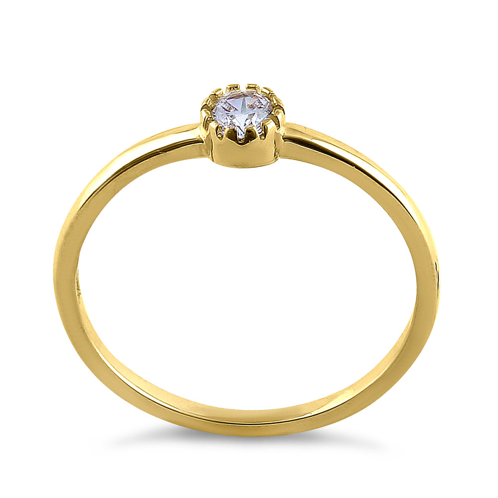 14K Yellow Gold Round Cut Cubic Zirconia (CZ) Engagement Ring for Women - Elegant Wedding Band, Promise Ring, Anniversary Gift - Perfect for Proposals, Bridal Jewelry, and Special Occasions