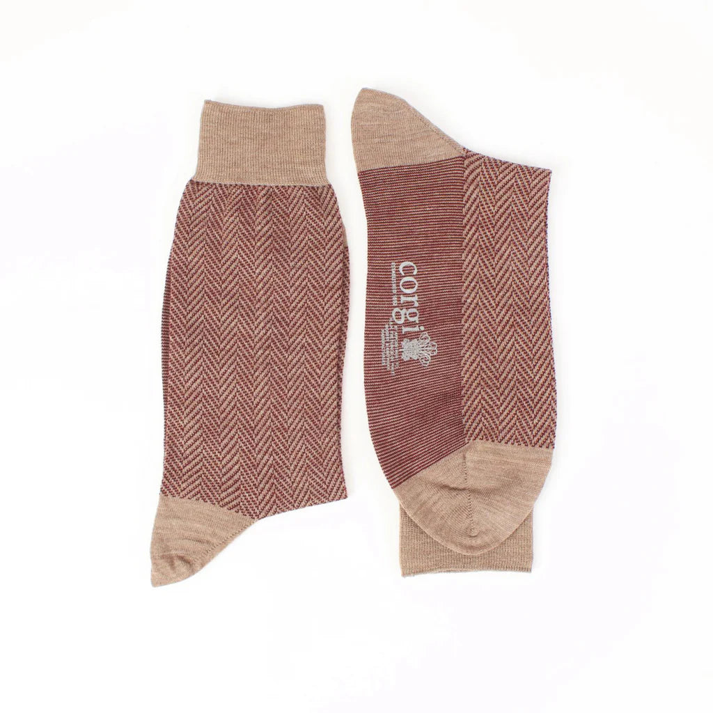 Premium Men's Herringbone Merino Wool Dress Socks - Soft & Breathable Formal Socks for Business, Office & Special Occasions