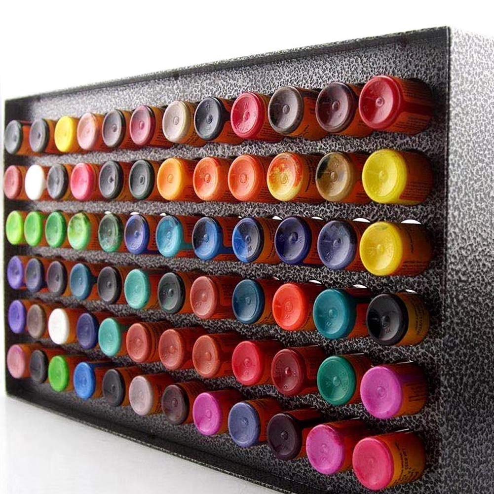 78-Hole Iron Pigment Rack - Ink Display Holder for Black Baking Varnish & Color Inks - Compact Shelf Organizer for Art Supplies - Perfect for Tattoo Studios, Nail Salons & DIY Craft Rooms