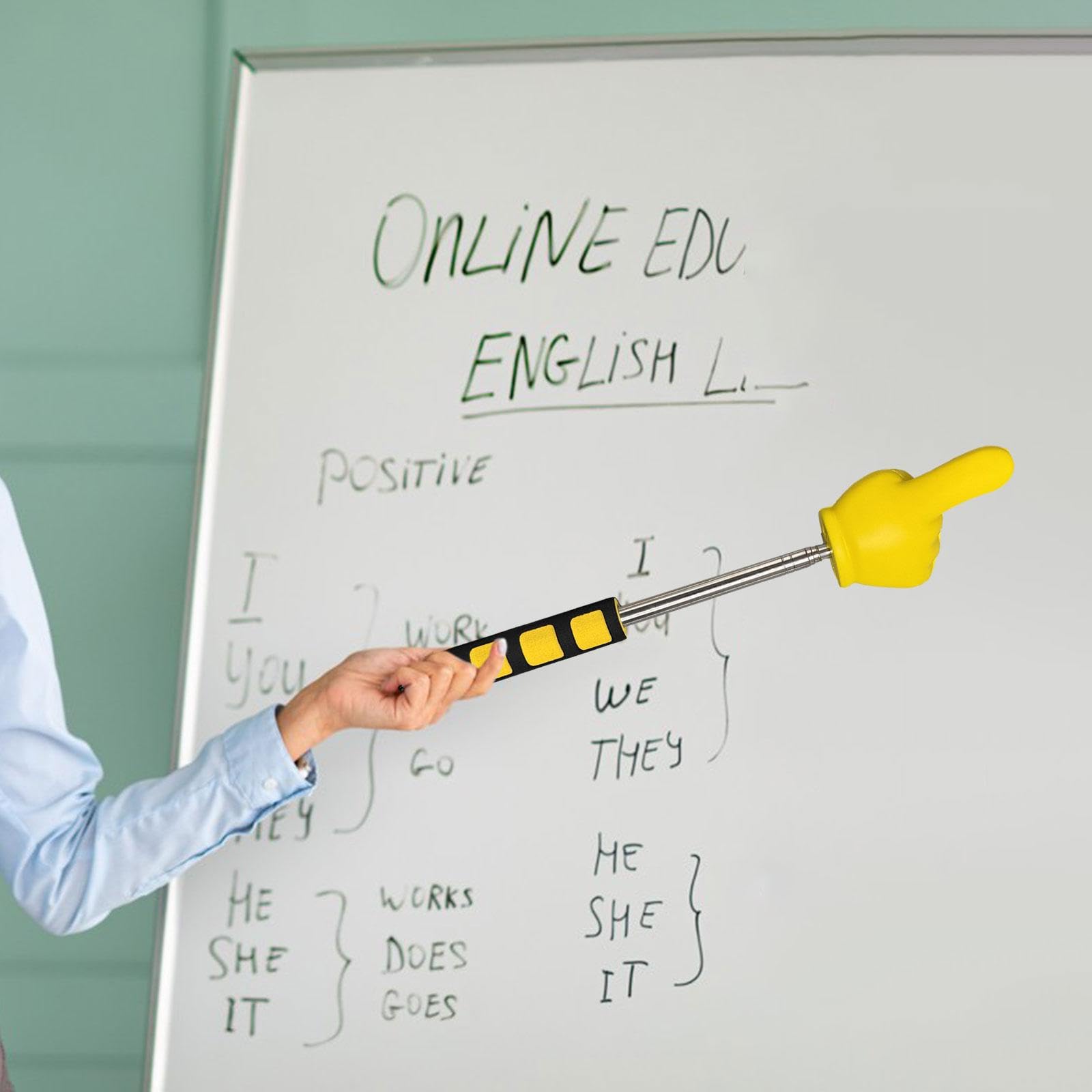 Telescopic Teacher Pointer Stick - Extendable Whiteboard & Presentation Pointer for Classroom, Office & Meetings - Yellow (Perfect for Presentations, Teaching & Remote Work)