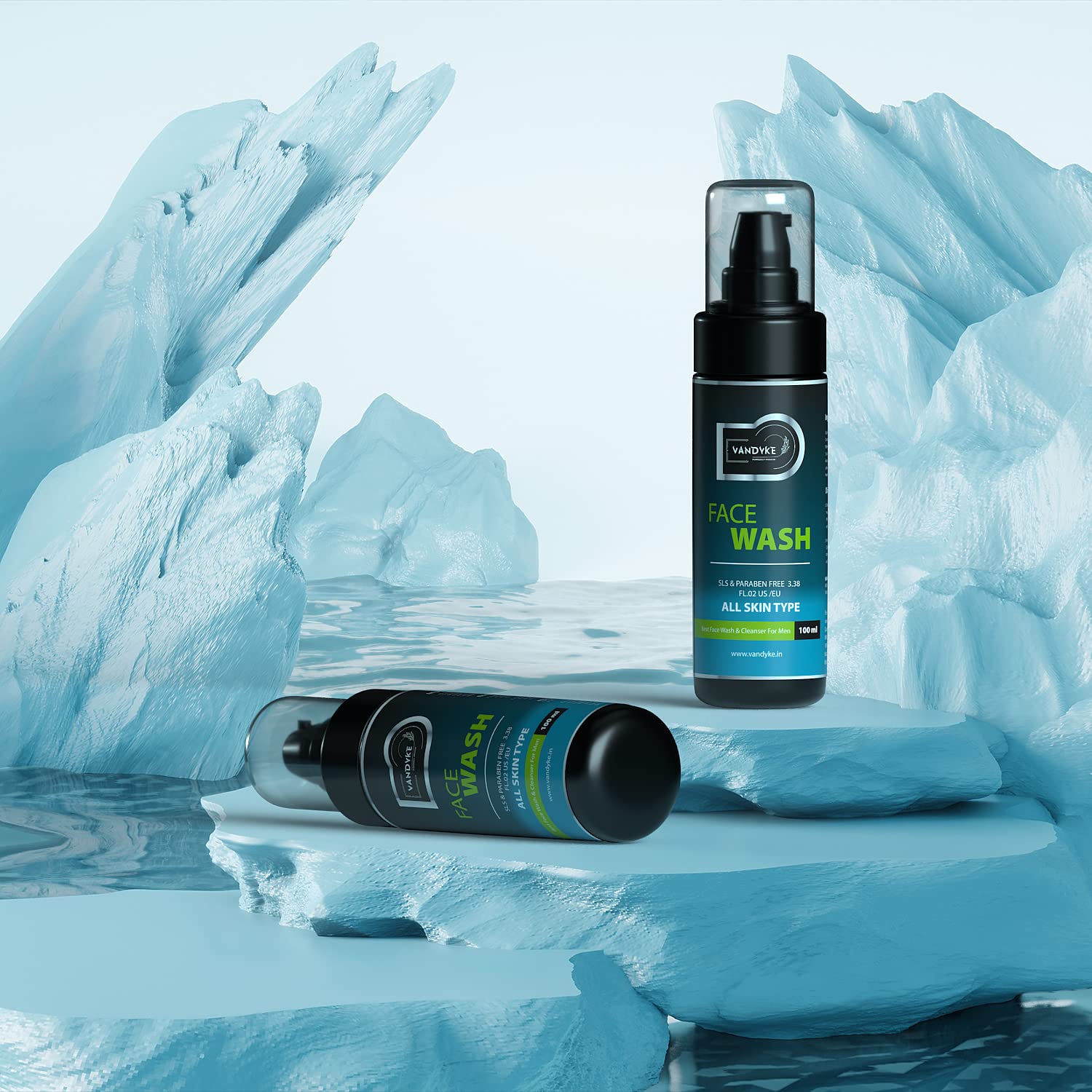 Vandyke Ocean Gel Face Wash for Men - Sulfate & Paraben Free, 100ml | Hydrating & Refreshing Cleanser for Oily & Sensitive Skin | Perfect for Daily Skincare Routine & Travel