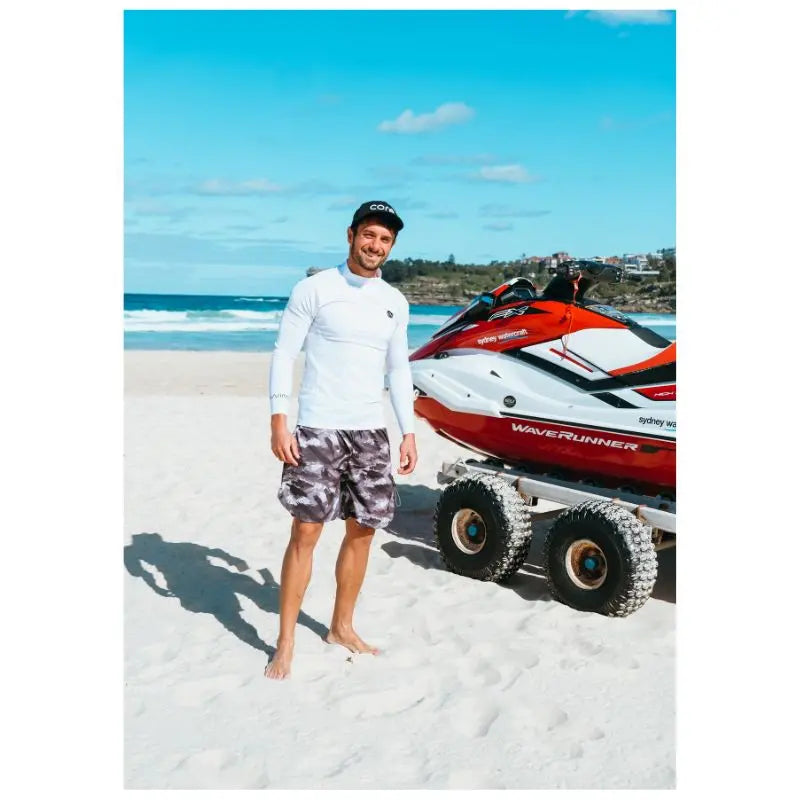 Men's Long Sleeve Rash Guard UPF 50+ Sun Protection - Swimcore Quick Dry Swim Shirt for Surfing, Swimming & Water Sports