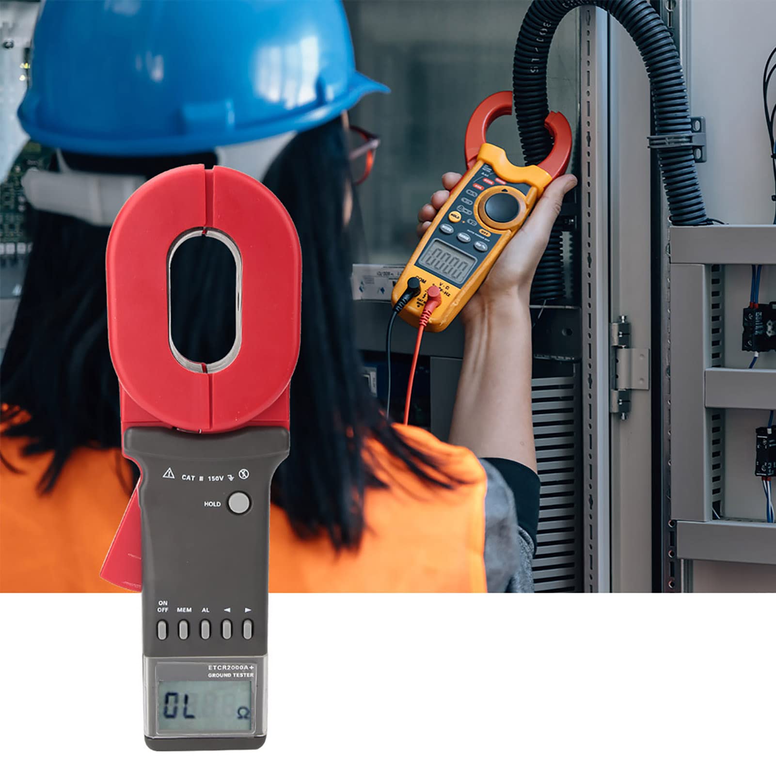 ETCR2000A+ Digital Clamp Meter - Earth Ground Resistance Tester with LCD Display | Accurate Soil Resistance Measurement for Electrical Safety Testing | Ideal for Electricians, Engineers & DIY Home Projects