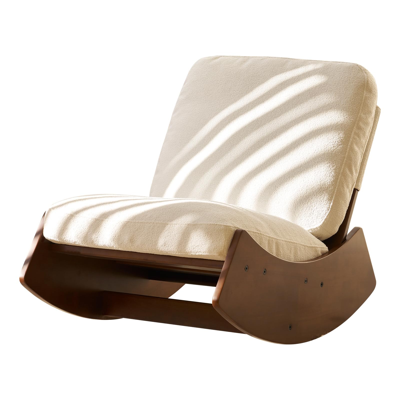 Tall Back Boucle Glider Rocking Chair - Nursery Rocker Accent Chair with Comfy Cushion for Living Room, Bedroom, Baby Room & Hotel - Perfect for Nursing, Reading & Relaxing (White)