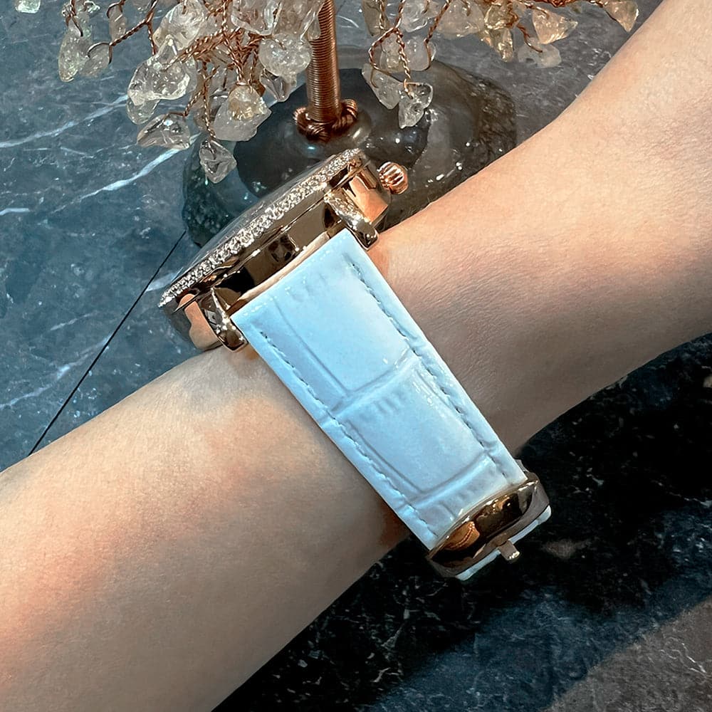 Aries Gold White Genuine Leather Strap Women's Watch L 5046 RGW W - Elegant Fashion Accessory for Daily Wear & Special Occasions