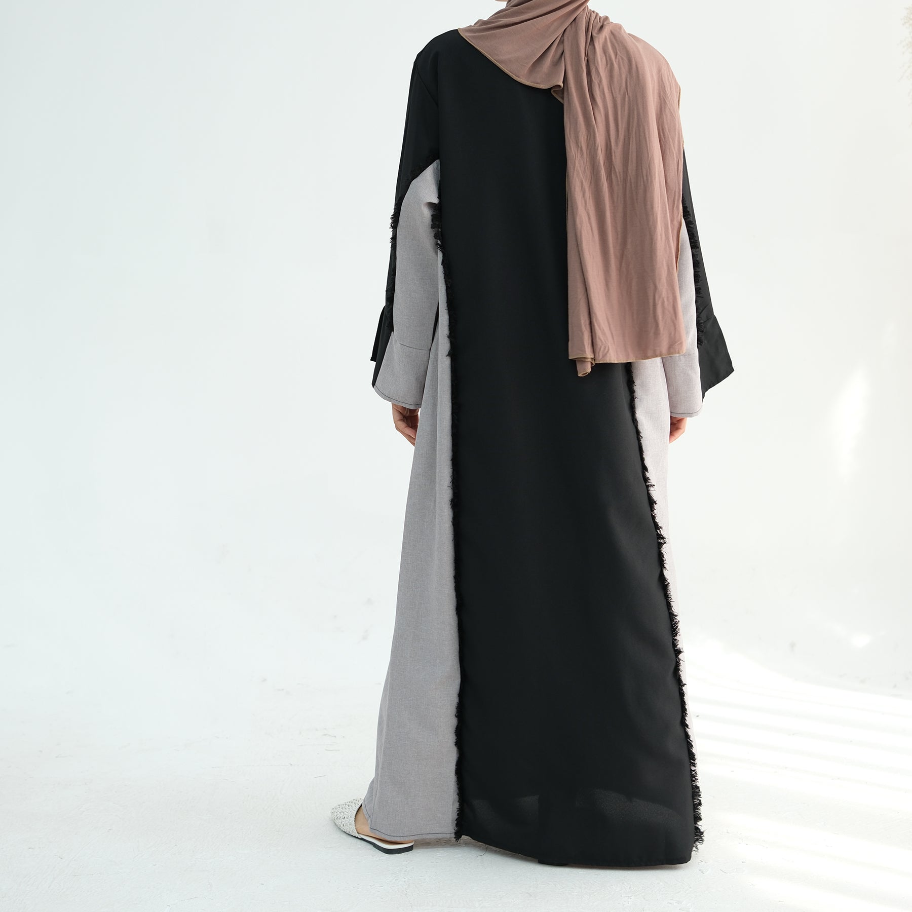 Blair Fringe Abaya Dress - Elegant Black Muslim Abaya with Decorative Fringe | Perfect for Prayer, Mosque, and Special Occasions