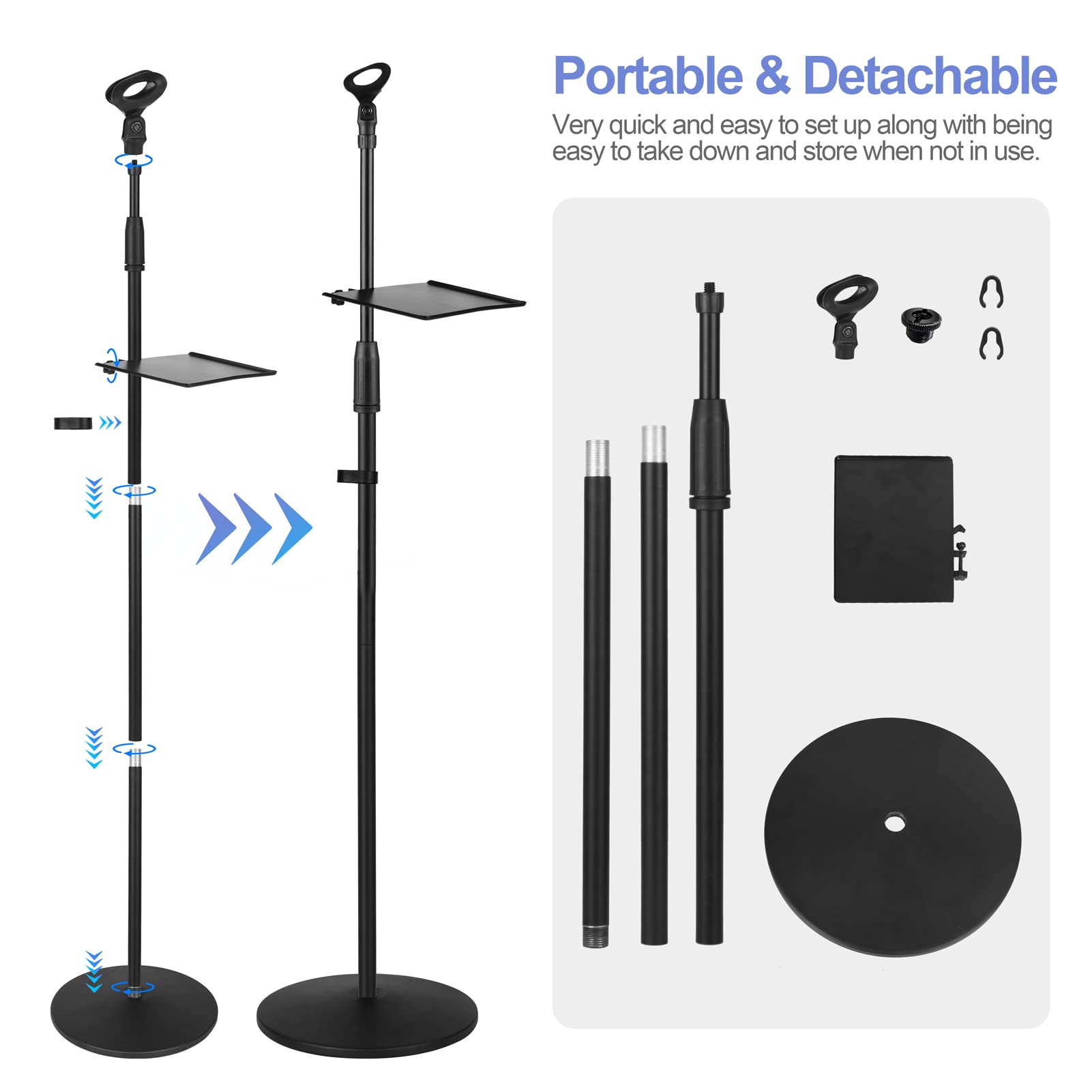 Professional Universal Microphone Stand with Tripod Base & Carrying Bag - 50