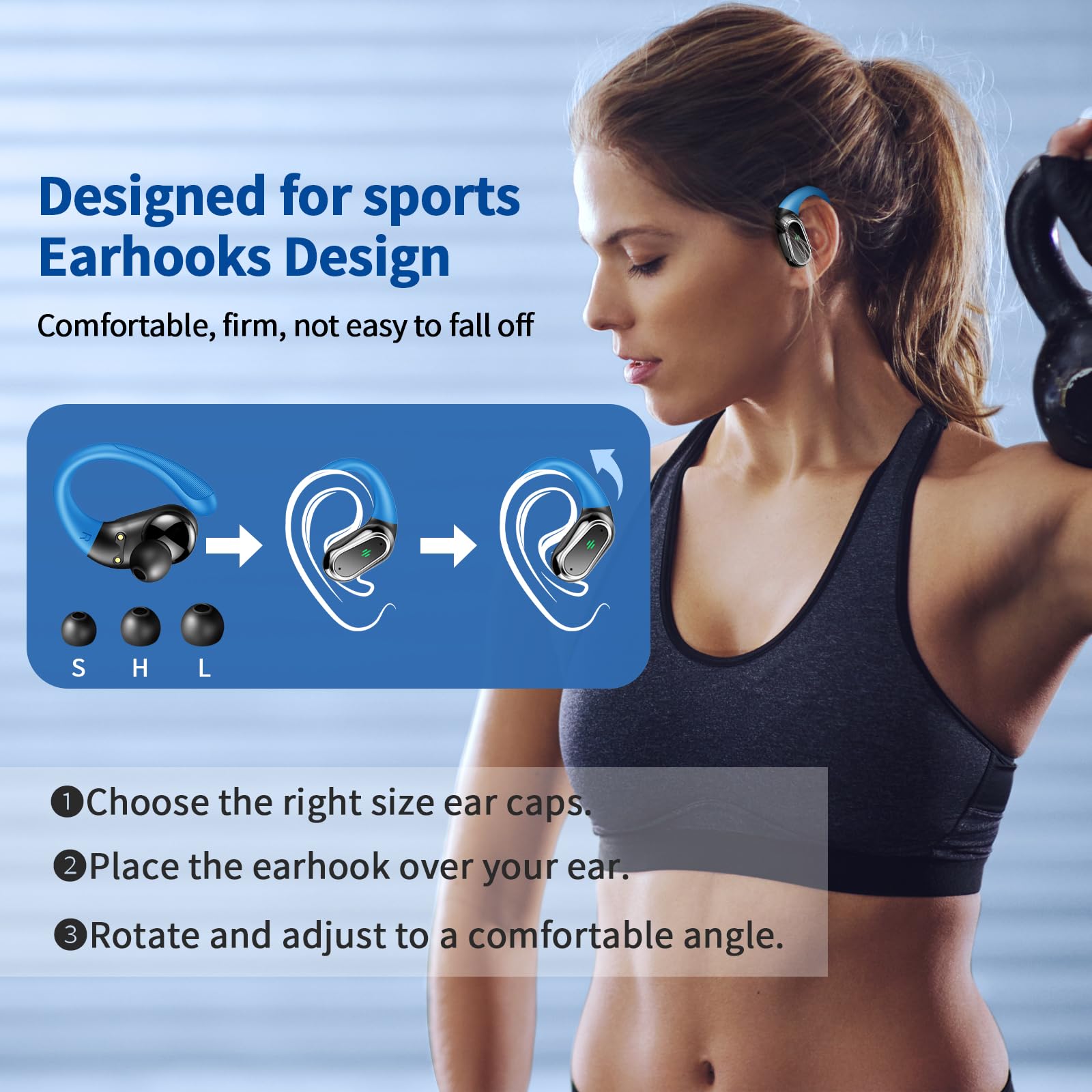 Bluetooth 5.3 Wireless Earbuds with ENC Mic, 50H Playtime & IP7 Waterproof - for Running & Sports