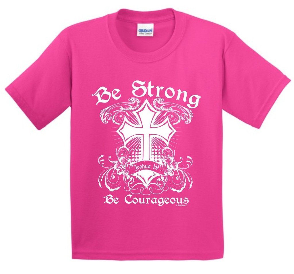 Joshua 1:9 Christian T-Shirt - Be Strong & Courageous for Youth