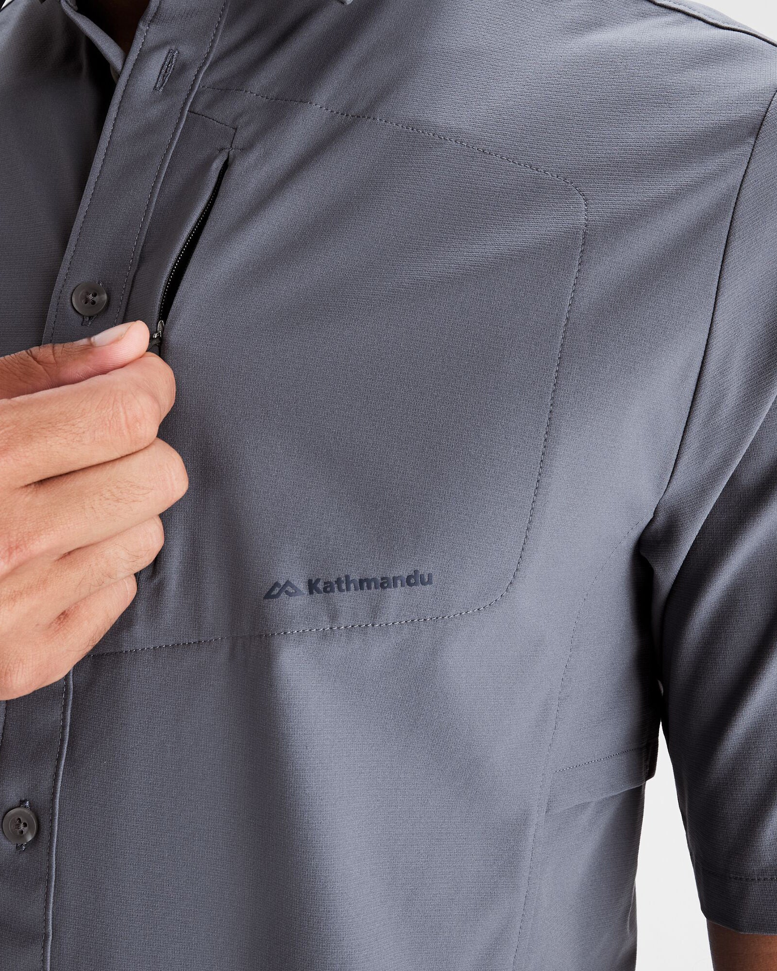 Men's Sun Breaker Short Sleeve Shirt - Light Navy Blue UPF 50+ Sun Protection, Quick-Dry & Breathable for Outdoor Activities, Hiking, Fishing & Summer Travel
