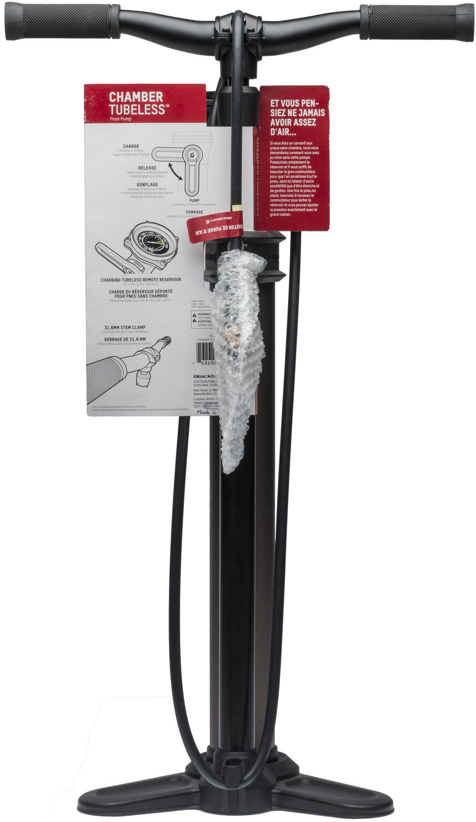 BlackBurn Chamber Tubeless Floor Pump - High Pressure Bicycle Tire Pump for MTB & Road Bikes - Perfect for Home, Garage & Bike Shop Use