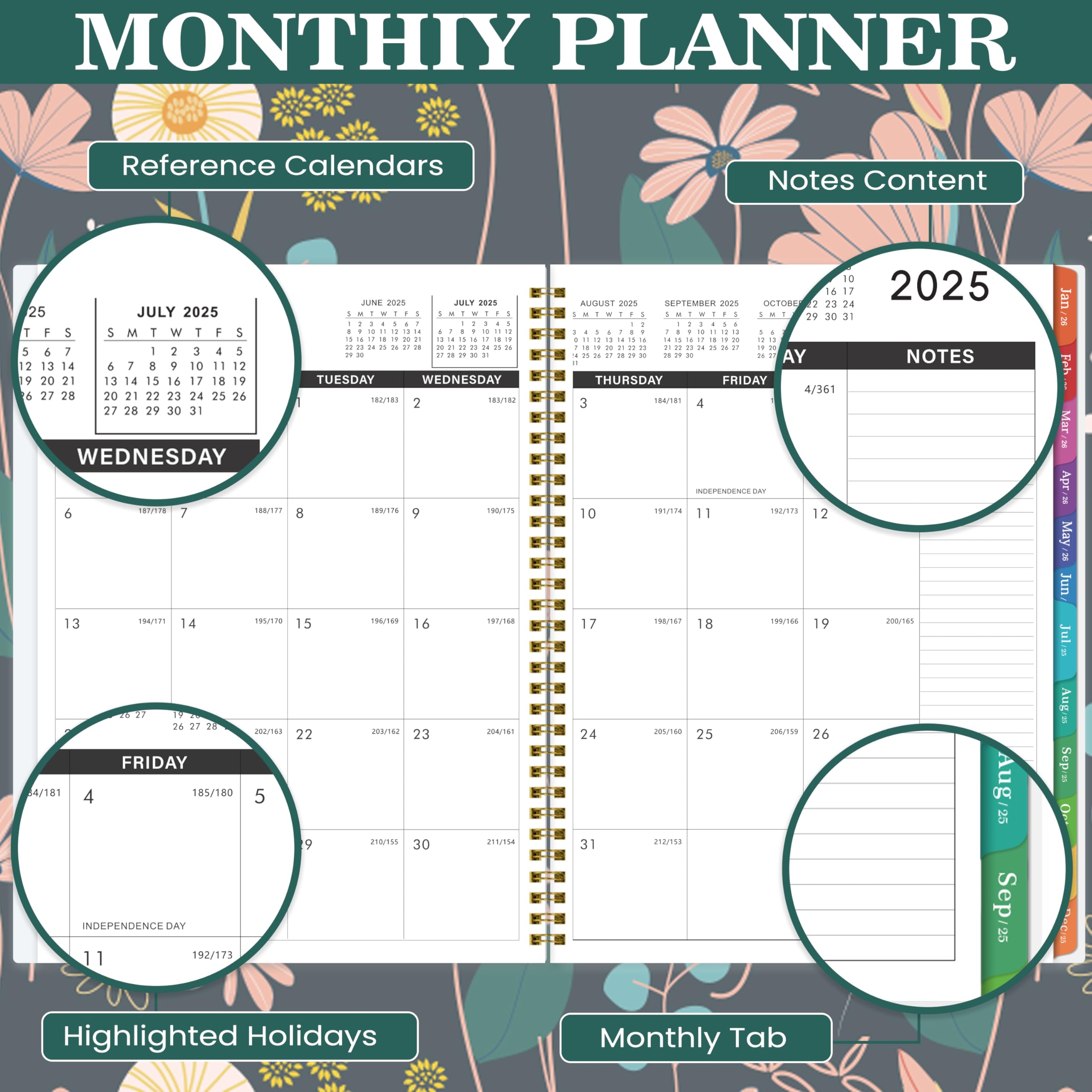 2025-2026 Monthly Planner | 18-Month Calendar from July 2025 to December 2026 | 9