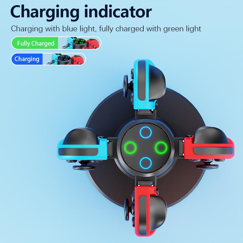 HONCAM 4-in-1 Joycon Charging Dock for Nintendo Switch Controller - Fast USB-C Charging Station with LED Indicators | Perfect for Gaming Nights, Travel & Multiplayer Sessions (Black)