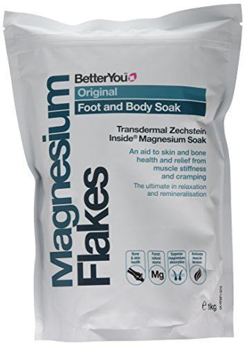 BetterYou Magnesium Flakes 1kg (2.2 lbs) - Premium Epsom Salt for Relaxation, Muscle Recovery & Detox Bath - Ideal for Stress Relief, Sleep Aid & Skin Health