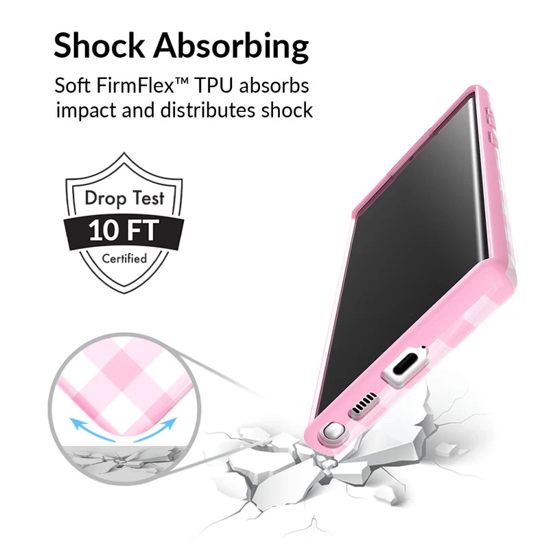 Pink Gingham Samsung Phone Case for Girls - Cute & Stylish Protective Cover for Samsung Galaxy - Perfect Gift for Teens & Women (School, Work, Travel)