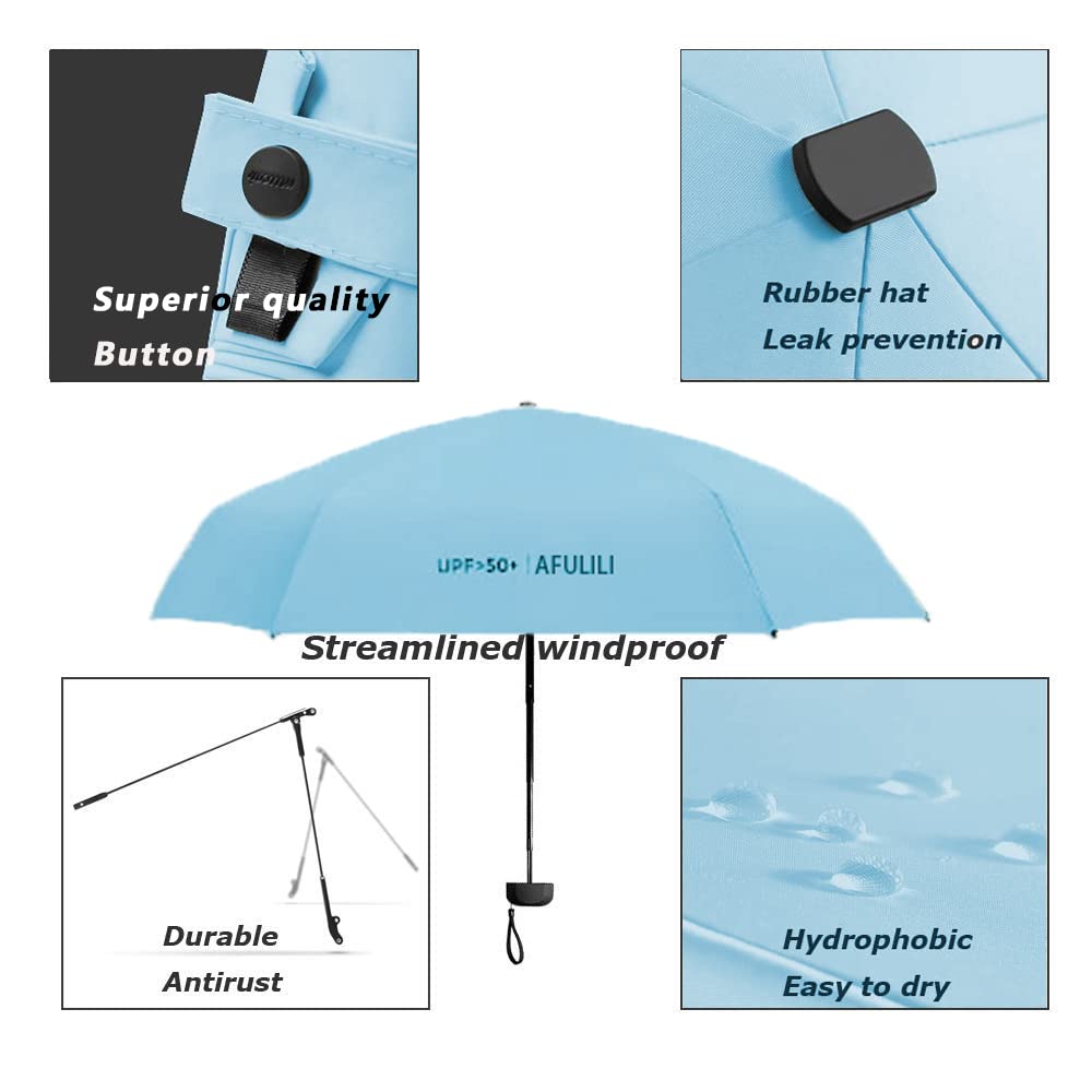 AFULILI Compact Travel Umbrella - UV Protection, Windproof, Lightweight & Portable - Perfect for Hiking, Beach, Commuting & Outdoor Activities - Sun & Rain Protection Umbrella for Women & Men