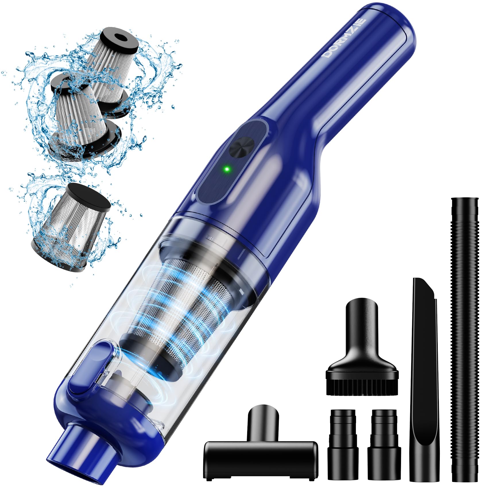 Cordless Handheld Vacuum Cleaner - 16000Pa Powerful Suction, Lightweight 1.3lbs, Rechargeable for Home, Office, Car & Pet Hair - Brushless Motor with Multi-Accessories - Perfect for Quick Cleanups & Tight Spaces