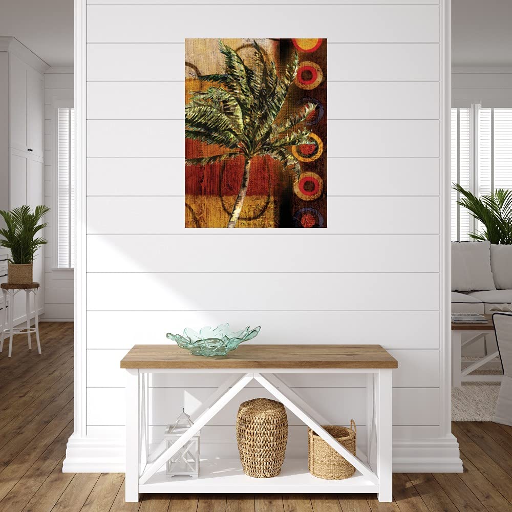 Contemporary Palm Vertical Canvas Wall Art by Artist Paul Brent - Ready to Hang 24x32 Inch - Perfect for Living Room, Bedroom, Bathroom, Kitchen, Office, Bar & Dining Room Decor - Modern Tropical Home & Office Wall Decor
