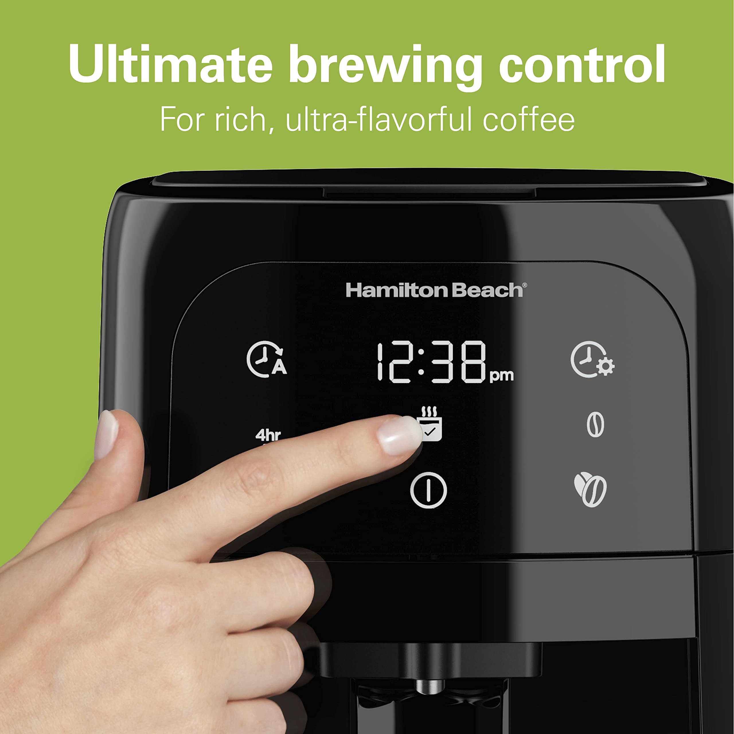 Hamilton Beach 12-Cup Programmable Drip Coffee Maker with One-Touch Brewing - Removable Water Tank & Glass Carafe - Perfect for Home, Office, or Restaurant Use (Model 47600, Black)