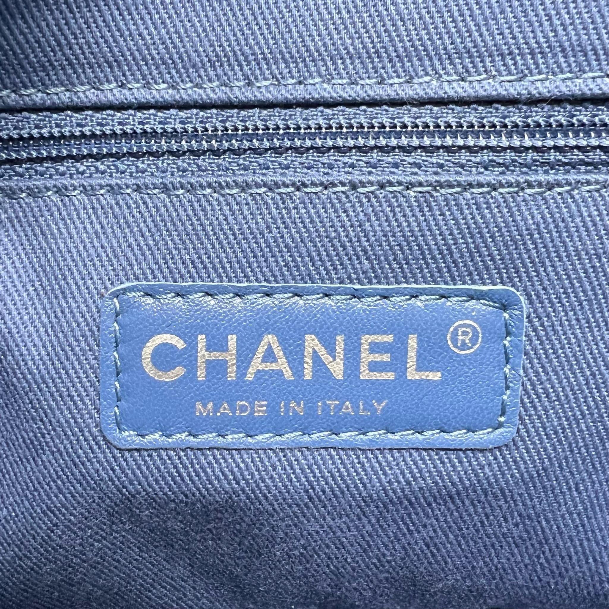 Chanel Blue Perforated French Riviera Quilted Leather Flap Bag - Luxury Crossbody Purse for Women, Perfect for Beach Vacations & Summer Outings