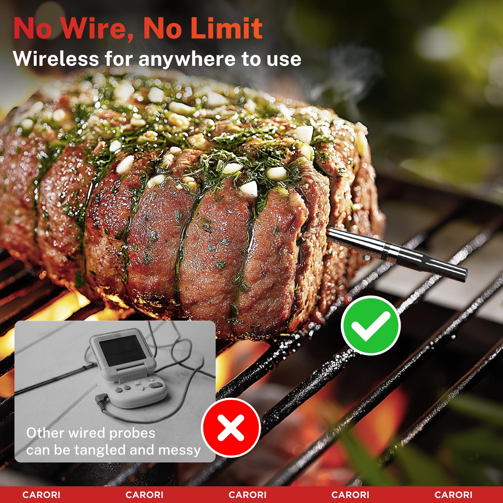 **Wireless Meat Thermometer with 2 Probes – 500FT Bluetooth Range, LCD Display, Dual Probes for Turkey, Beef, BBQ, Grill, Oven & Smoker – Compatible with iOS & Android – Perfect for Grilling, Smoking, Roasting & Baking**