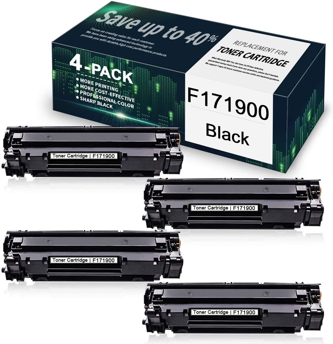 4-Pack Black F171900 Compatible Toner Cartridge Replacement for Canon F171900 Printer - High Yield Printing for Office & Home Use