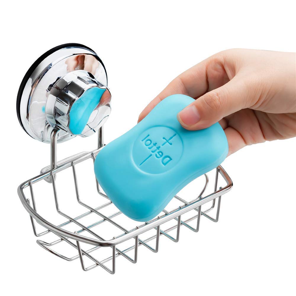 Rustproof SANNO Shower Caddy Organizer with Suction Cups - Large Deep Wire Basket for Bathroom Storage, Soap Dish Holder & No Damage Bath Shelf - Perfect for Shower Organization and Bathroom Accessories