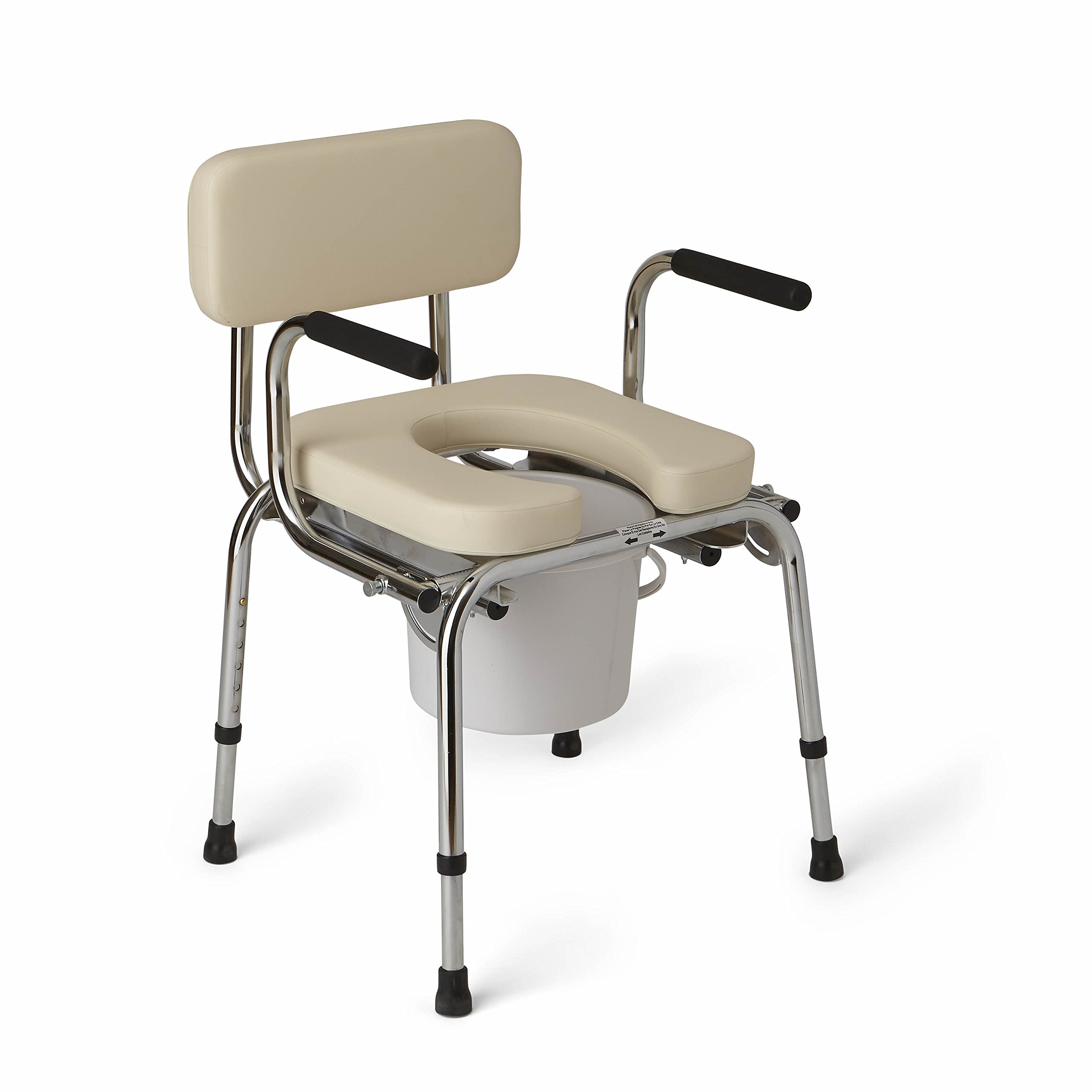 Medline Heavy Duty Padded Drop-Arm Commode - Sturdy Toilet Chair with Arms for Elderly & Disabled - Ideal for Home Care, Post-Surgery & Mobility Assistance